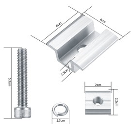Pack of 6 Solar Panels, Centre Clamp PV for Solar Module, Aluminium Centre Clamp, PV Solar Panels, Photovoltaic Mounting Bracket for Module Height 25-50 mm Solar Panels, with M8 x 50 mm Screws
