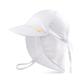 FURTALK Baby Sun Hat Summer Beach Hat UPF 50+ Adjustable Soft Baby Swim Hat with Neck Flap White