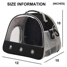 Bearded Dragon Travel Carrier, Space Capsule Clear Bubble Window Small Animal Travel Backpack for Hedgehog Rat Parrot Bird Bearded Dragon, Snake,Airline Approved (Black, Carrier)