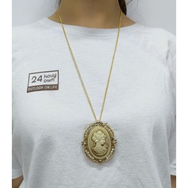 Izpack Retro Victorian Lady Cameo Pendant Necklace for Women Cubic Zirconia Colorful Crystal Gothic Choker Necklaces Vintage Jewelry Gifts Holiday (Gold)