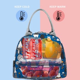 FlowFly Insulated Lunch Cooler Bag - Owl Tote Organizer for Women/Men