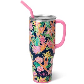Swig Life 40oz Mega Mug, 40oz Tumbler with Handle and Straw, Extra Large Insulated Tumblers, Cup Holder Friendly Travel Mug (Jungle Gym)