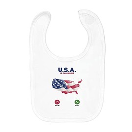 fabulous Organic Cotton Baby Bib USA Is Calling Me Flag Travel New York, White