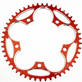 YBEKI 130 BCD Chainring 38T 40T 42T 44T 46T 48T 50T 52T 54T 56T 58T 60T Round Narrow Wide Single Chainwheel for 8 9 10 11 12 Speed Road Bike (red, 38T)
