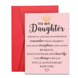 Daughter Gifts to My Daughter from Mom Dad Gifts Christmas Birthday Card for Daughter Adults Women Daughter Birthday Card from Parents Bonus Daughter in Law Gifts Inspirational Cards for Her Valentine