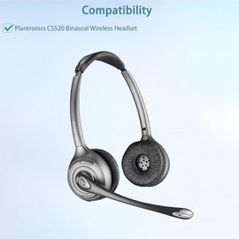 CS 520 Binaural Ear Pads, HAIZEEN Ear Pads Compatible with Plantronics CS520 CS 520 Binaural Wireless Headphones Ear Pads Replacement Cushion (Protein Leather/Memory Foam)