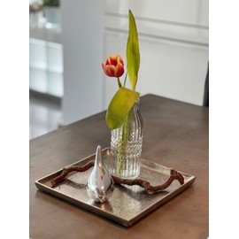 Brandsseller Decorative Tray Approx. 25 x 25 cm Square Aluminium Decorative Plate Silver