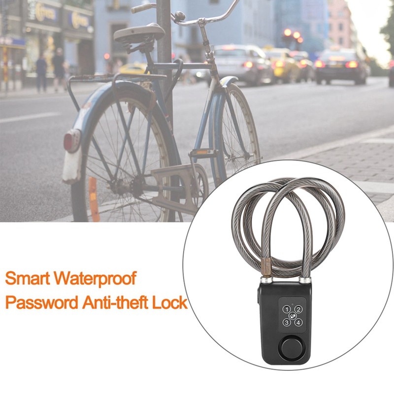 110dB Smart Waterproof Password Bicycle Lock Anti theft Alarm Lock
