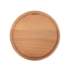 BOSKA Amigo Pizza Board S/Serving Board Diameter 24 cm Beech Wood with Juice Groove for Breakfast, Lunch and Dinner Round