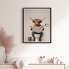 Funny Highland Cow Wall Art, Rustic Farmhouse Bathroom Wall Art