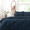 Anluoer Queen Comforter Set，Navy Blue Bed in a Bag 7