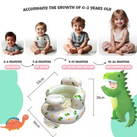 Inflatable Baby Seat for Babies from 4-24 Months, Baby Back Support Sofa, Floor Seat Support for Learning to Sit (Bowls Dinosaur Planet Bowls)