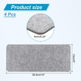 PATIKIL 12 x 5 Inch Felt Bag Base Shaper, 4pcs Bag Bottom Pad Organizer Insert Rectangle Liner Board for Purse Handbag Tote Travel Bag Canvas Cosmetic, Gray