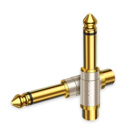 XANHAM RCA Female to 1/4 Inch 6.35mm TS Male Mono Plug Adapter Solid Copper Gold-Plated Connector 2 Pack