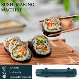 CHRI Sushi Maker Bazooka, Sushi Set to Make Yourself, Sushi Roller Maker, Sushi Maker Bazooka and Bamboo Mat for Beginners (Navy Blue)