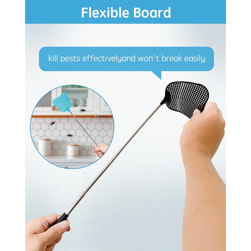 CUNCUI Fly Swatter Heavy Duty Set, with Durable Telescopic Stainless