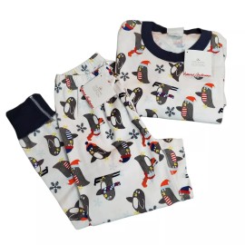 Hanna Andersson Adult Unisex Pajama Set Size XS Snow Skiing Penguin NEW