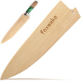 Foxwake Chef Knife Edge Guard, 8 Inch Wood Knife Sleeve, Knife Cover, Knife Sheath, Knife Blade Case with Pin, Single Knife Holder Fit for Gyuto Chef & Santoku Knife