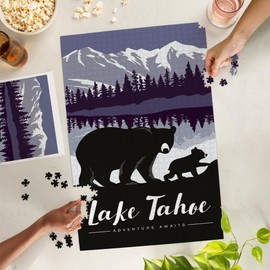 Lake Tahoe, Black Bear and Cub, Adventure Awaits (1000 Piece Puzzle, Challenging Jigsaw Puzzle for Adults, Made in USA)