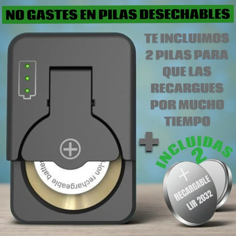 Cargador Pila Botón +2pilas Recargables Lir2032-2025-2016usb