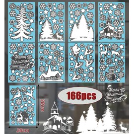 Pack of 166 Christmas Window Stickers, Christmas Stickers, Snowflakes, Window Stickers, Christmas Reusable, Window Stickers Winter