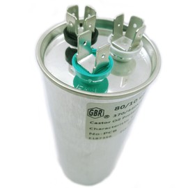 CBB65B 80+10 uf/MFD ±6% 370-440 VAC Volts Round Dual Run Capacitor 50/60 Hz AC Electric Condenser Straight Cool or Heat Pump Air Conditioner