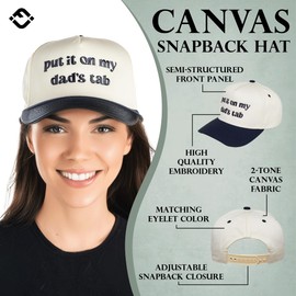 Funky Junque Cute Trucker Hat for Women Girl Dad Hat Put It on My Dad's Tab Embroidered Vintage Snapback - Put It on My Dad's Tab - Beige/Navy