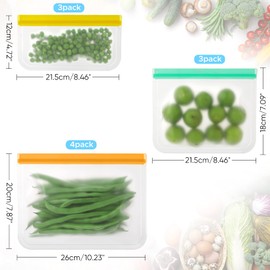 Wiederverwendbare Gefrierbeutel,Lebensmittelbeutel Wiederverwendbar,Aufbewahrungsbeutel für Lebensmittel,silikonbeutel zip,Snackbeutel Sandwichbeutel für Organisation zu Hause