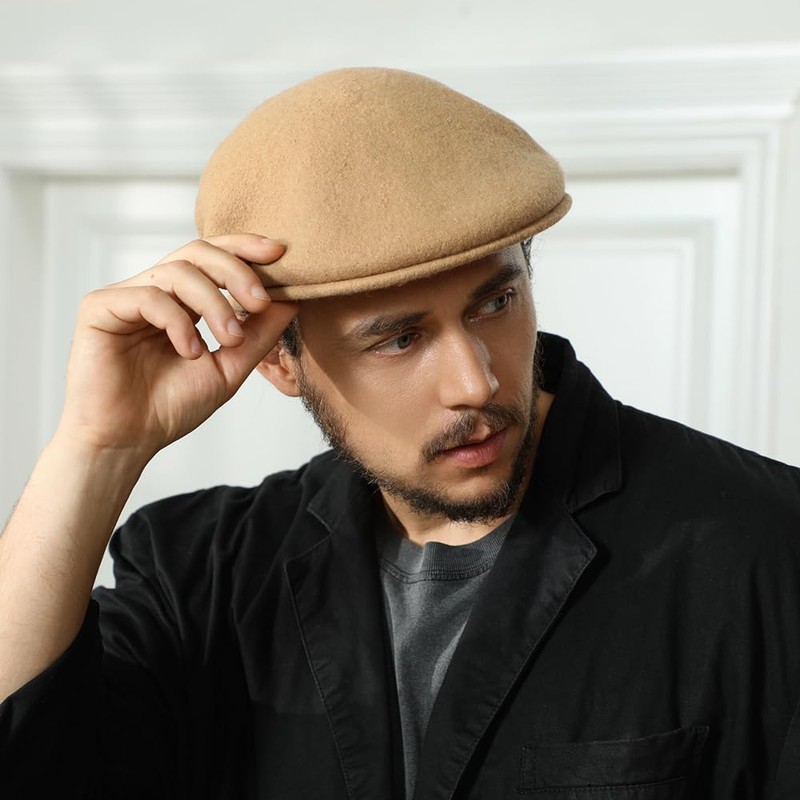 Gajaous Wool Blend Men's Newsboy Caps, Classic Flat Cap Ivy