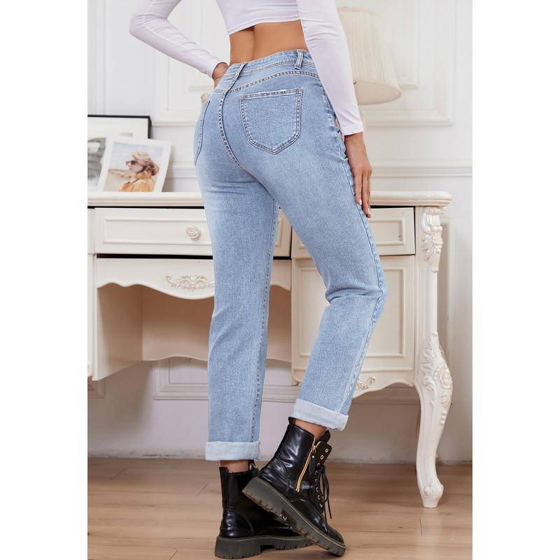 Alaster Queen Women's Classic Simple Jeans Women's Mid Rise Boyfriend
