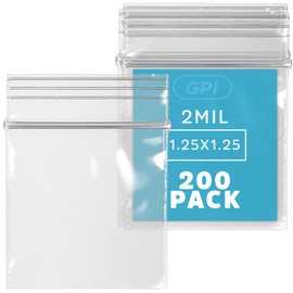 1.25 x 1.25 Inches, 2 Mil Clear Reclosable Zip Bags, Case of 200 GPI Brand