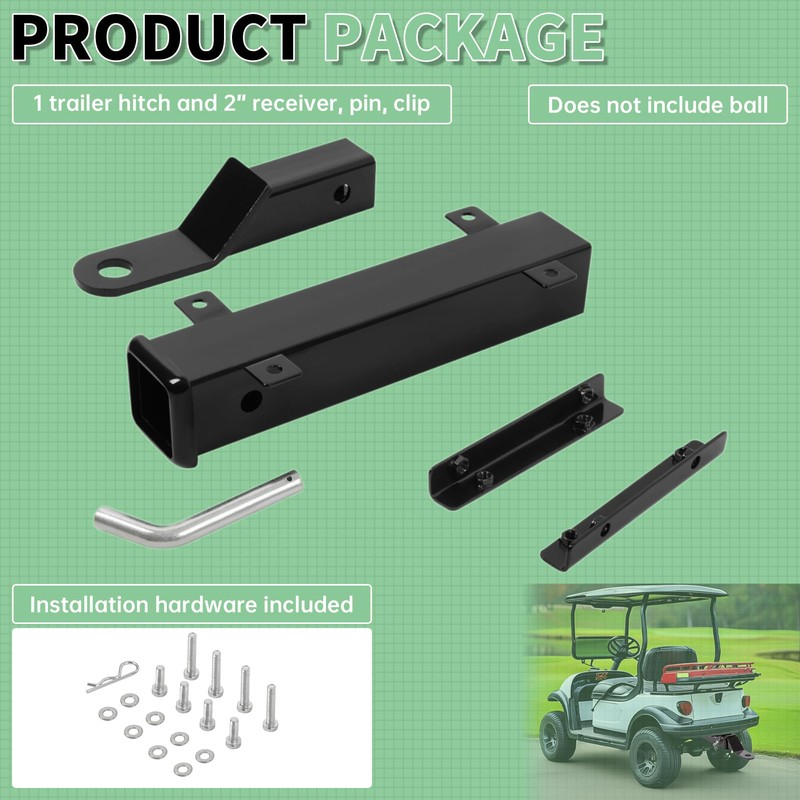 ECOTRIC Golf Cart Universal Rear Hitch with 2" Receiver for