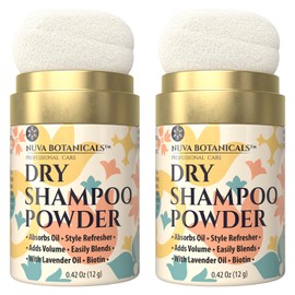Nuva Botanicals Non Aerosol Dry Shampoo Powder with Biotin - Lavender Extract and Korean Ginseng - Volumizing Travel Size (0.42 oz, 2 Pack) - Gifts for Her