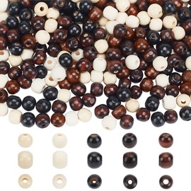 PH PandaHall 300pcs 10mm Wooden Beads, 6 Colors Natural Wood Beads Dyed Craft Loose Beads Wooden Macrame Beads Spacer Beads with 3mm Hole for Christmas Bracelet Necklace Macrame Bird Swing Garland