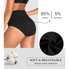 OPIBOO High Waisted Underwear for Women Plus Size Tummy Control Postpartum C Section Briefs Comfortable Cotton Ladies Soft Panties 5 Packs Multicolored