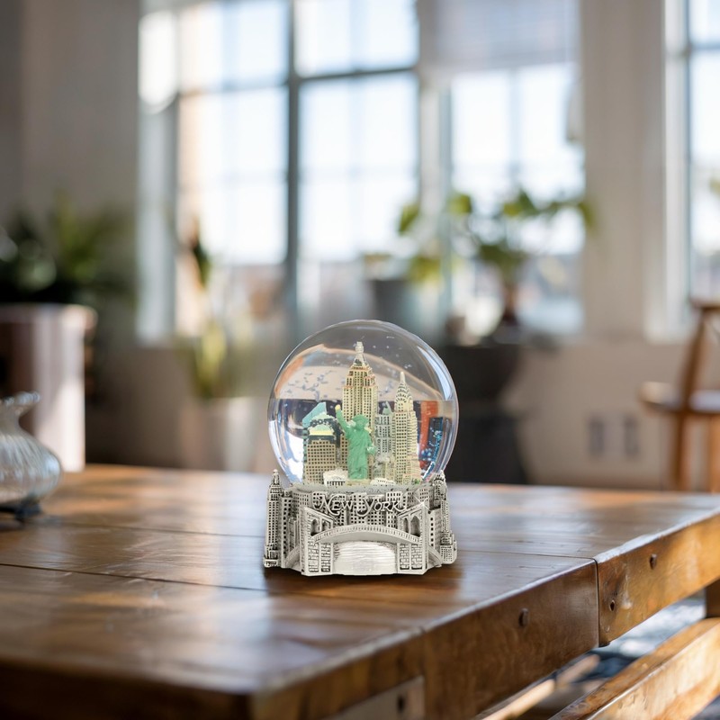 Silver Musical New York City Snow Globe, (5.5 Inch) NYC