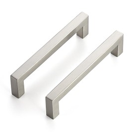 JOY DECOR 8 Pack Cabinet Handles,5 Inch Brushed Nickel Cabinet Pulls,Kitchen Cabinet Handles Square Drawer Pulls Stainless Steel Drawer Hardware Handles, 128mm Hole Centers