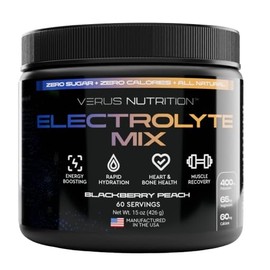 VERUS NUTRITION Electrolytes Powder No Sugar- Zero Calorie Hydration Powder | Sugar Free Electrolytes for Fasting, Keto & Vegan | Natural Ingredients Electrolyte Mix for Energy Boost, 60 Servings