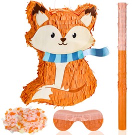 Jerify Fox Piñata Autumn Fall Piñata Thanksgiving Party with a Blindfold and Bat and Confetti for Autumn Thanksgiving Decor Photo Prop Party Game