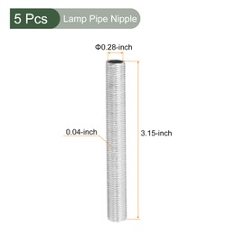 YOKIVE Lamp Pipe Nipple, Length 3.1 inches (8 cm), Full Thread, M10, Pitch: 0.04 inch (1 mm), Zinc Plated, Pipe Lamp, Repair Parts, For Lighting Fixtures, Pack of 5