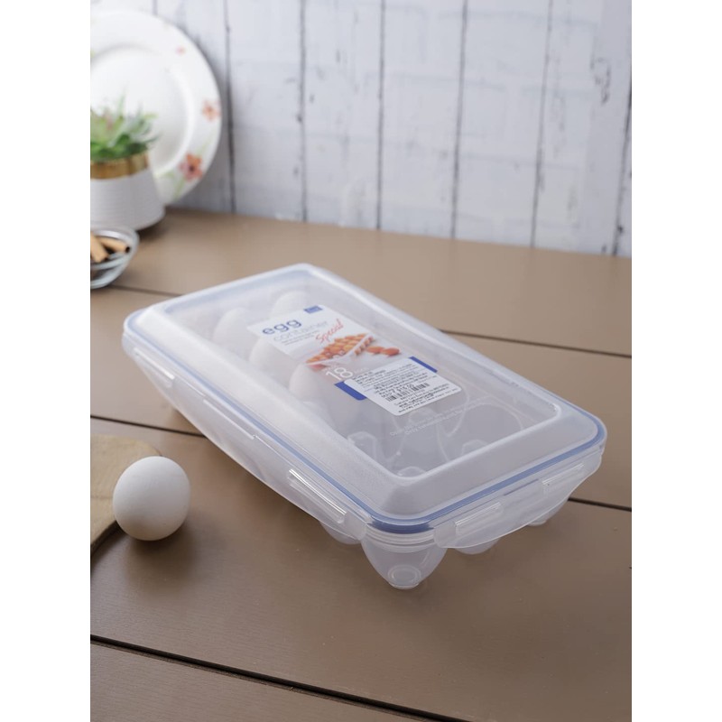 Lock & Lock HPL955 Egg Storer for 18 Eggs- Clear/Blue,