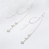 Sterling Silver Triple Stars Long Pull Through Wavy Threader Earrings