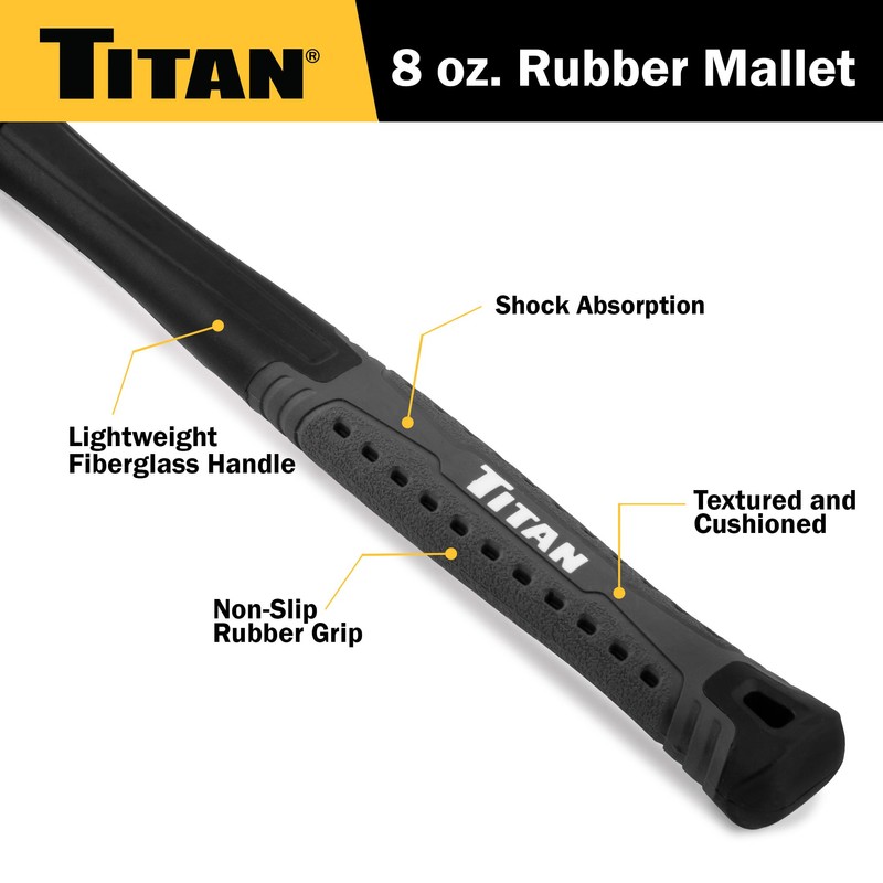 Titan 63130 2-Piece Rubber Mallet Set, Includes 8oz & 16oz