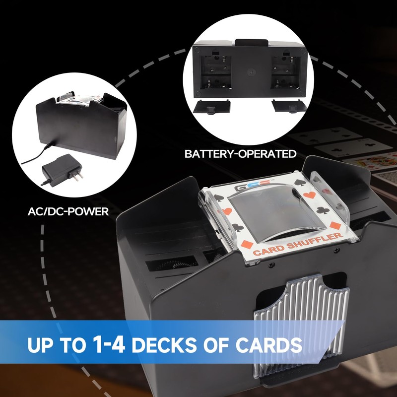 GSE Games & Sports Expert 4-Deck Automatic Card Shuffler, Power