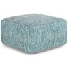 BOWERY HILL Boho Square Pouf in Patterned Teal Melange Cotton