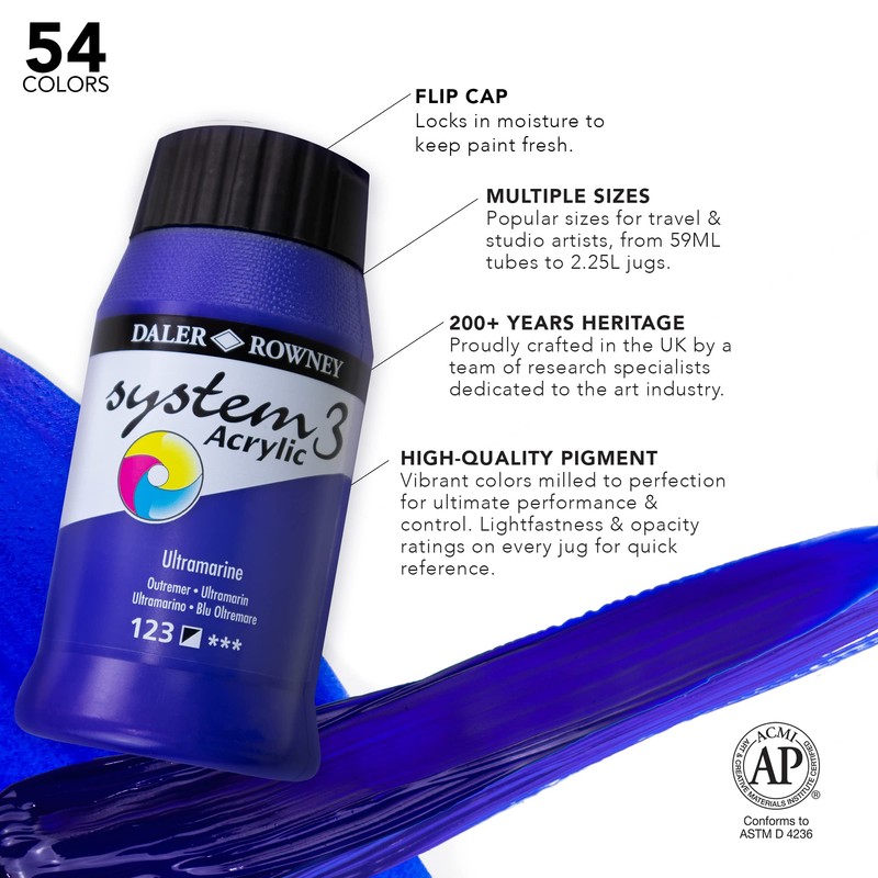 Daler-Rowney System3 Acrylic Paint, Plastic Pot, 16.91oz - 500 ml,