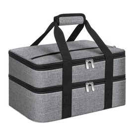 MIAOJIE Double Insulated Casserole Carrier, Portable Casserole Carrier for Hot or Cold Food Lunch Tote Warmer or Cooler Bag, Lasagna Lunch Bag for Potluck Parties- Fits 9" x 13" Baking Dish-Grey