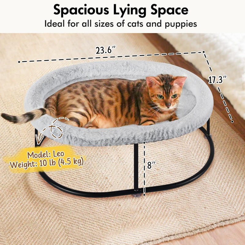 Zoratoo Elevated Cat Hammock Bed for Indoor Cats, Fluffy Warm