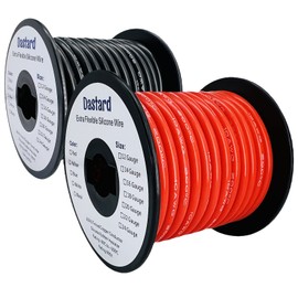 Dastard 10 Gauge Silicone Copper Wire 50ft, Red & Black Each 25ft/Spool, Ultra Flexible 10 AWG Stranded Automotive Wire, Primary 10AWG High Temperature Battery Wire 200℃ 600V