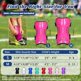 Espinilleras de fútbol para niños, 2 Pares, Equipamiento de fútbol Juvenil con Correas, espinilleras Protectoras para niños y niñas pequeños (Rosa Fucsia + Rosa empolvado, S)